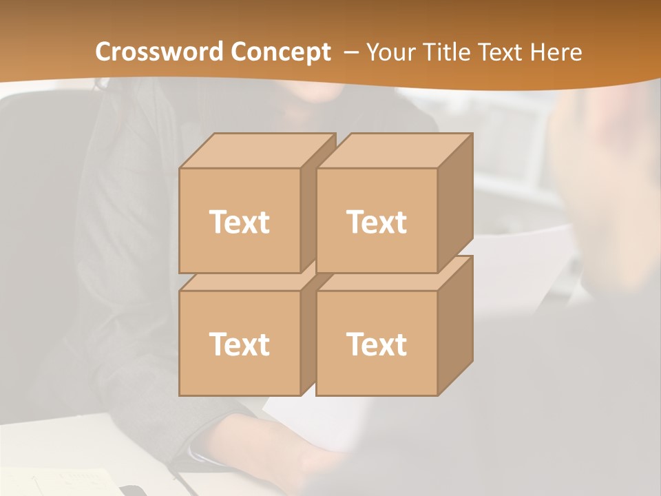 A Woman Sitting At A Desk In Front Of A Man PowerPoint Template