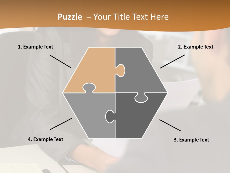 A Woman Sitting At A Desk In Front Of A Man PowerPoint Template