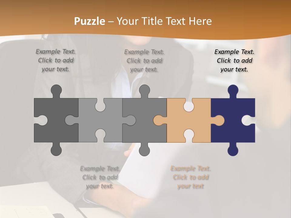 A Woman Sitting At A Desk In Front Of A Man PowerPoint Template