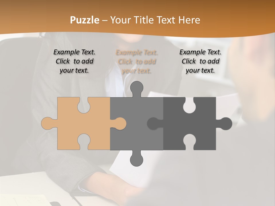 A Woman Sitting At A Desk In Front Of A Man PowerPoint Template