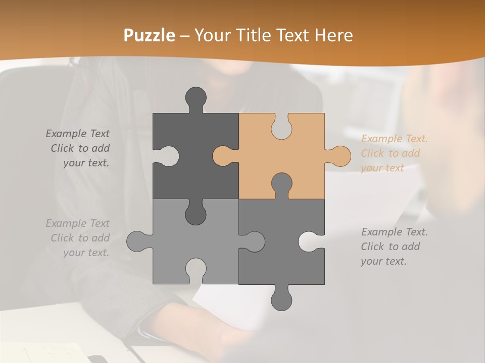 A Woman Sitting At A Desk In Front Of A Man PowerPoint Template