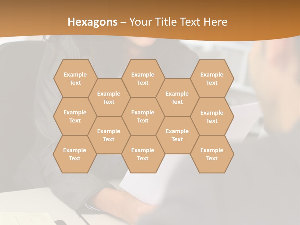 A Woman Sitting At A Desk In Front Of A Man PowerPoint Template