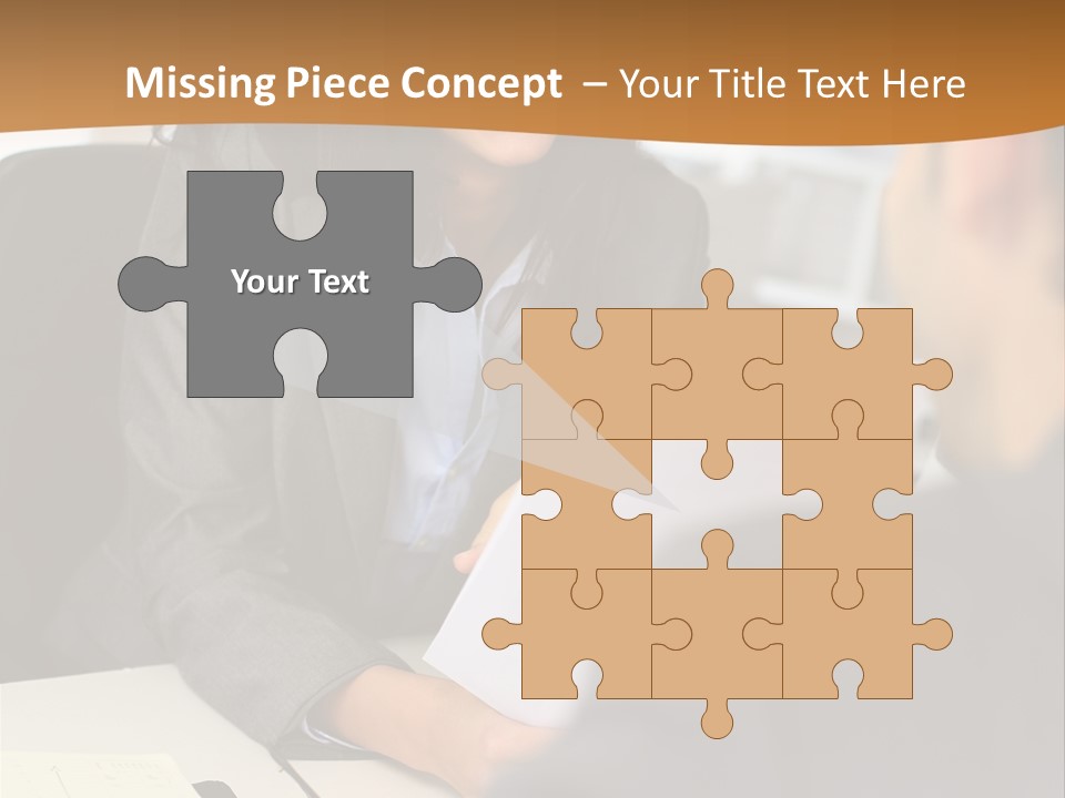 A Woman Sitting At A Desk In Front Of A Man PowerPoint Template