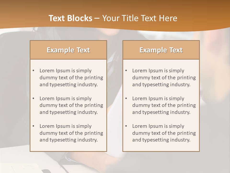A Woman Sitting At A Desk In Front Of A Man PowerPoint Template