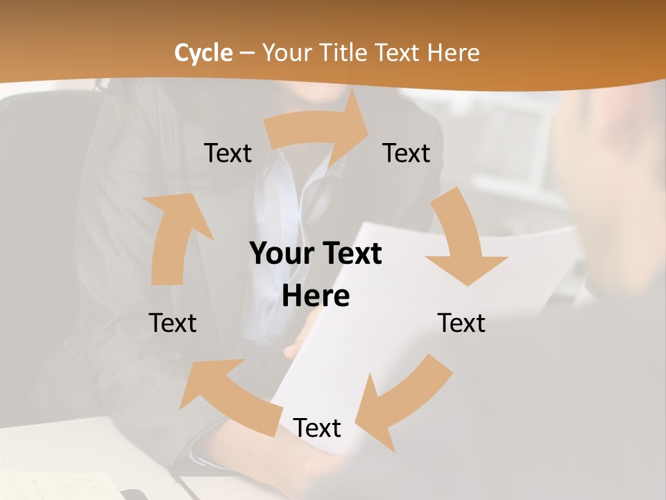 A Woman Sitting At A Desk In Front Of A Man PowerPoint Template