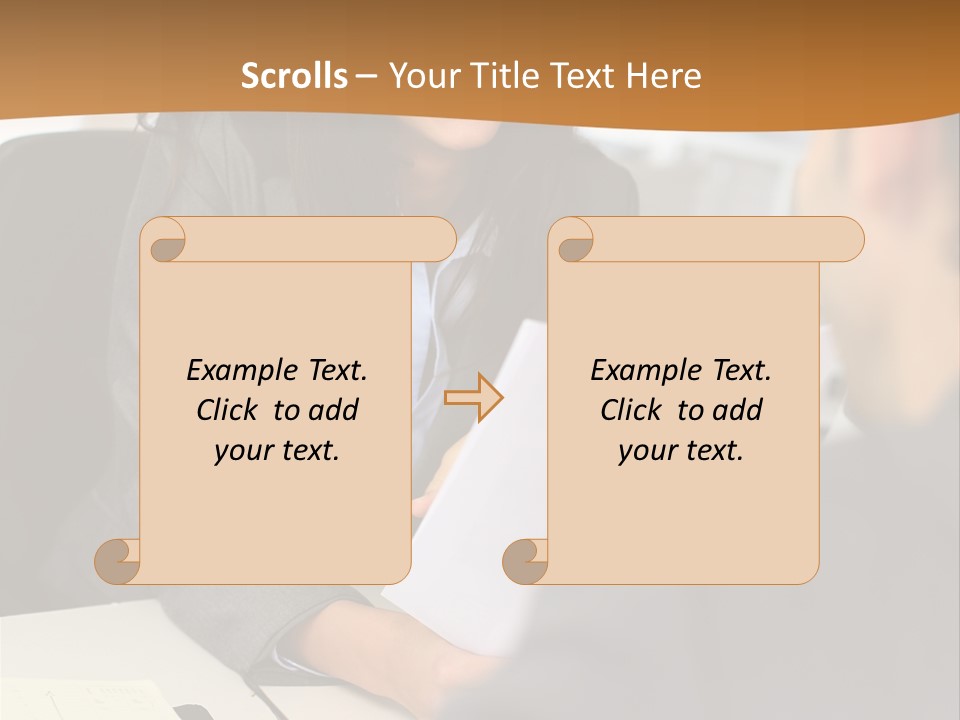A Woman Sitting At A Desk In Front Of A Man PowerPoint Template