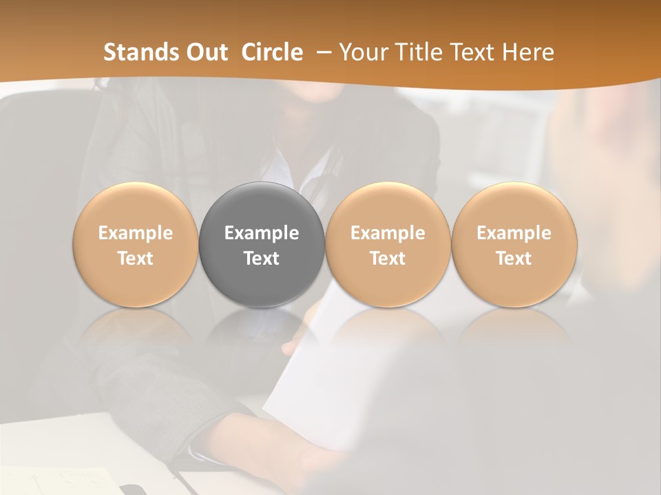 A Woman Sitting At A Desk In Front Of A Man PowerPoint Template