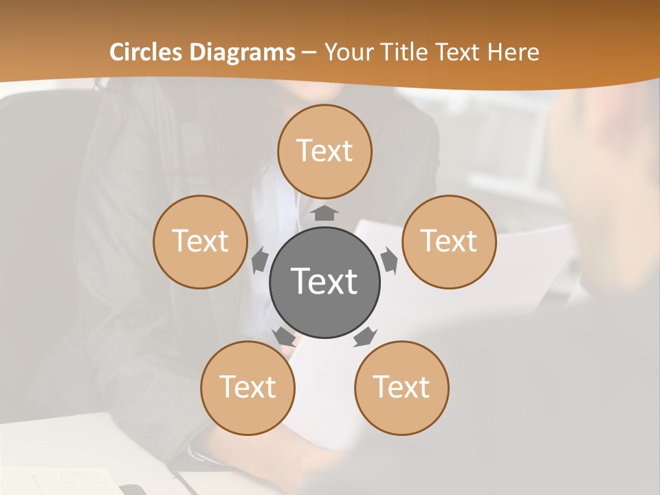 A Woman Sitting At A Desk In Front Of A Man PowerPoint Template
