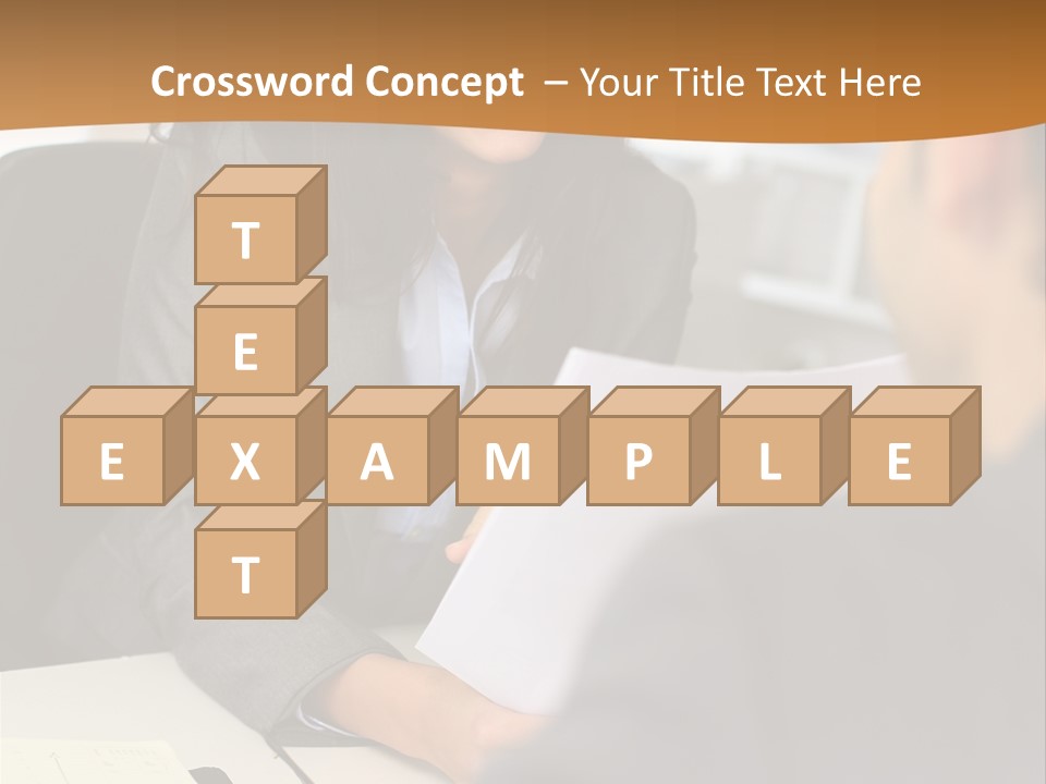 A Woman Sitting At A Desk In Front Of A Man PowerPoint Template