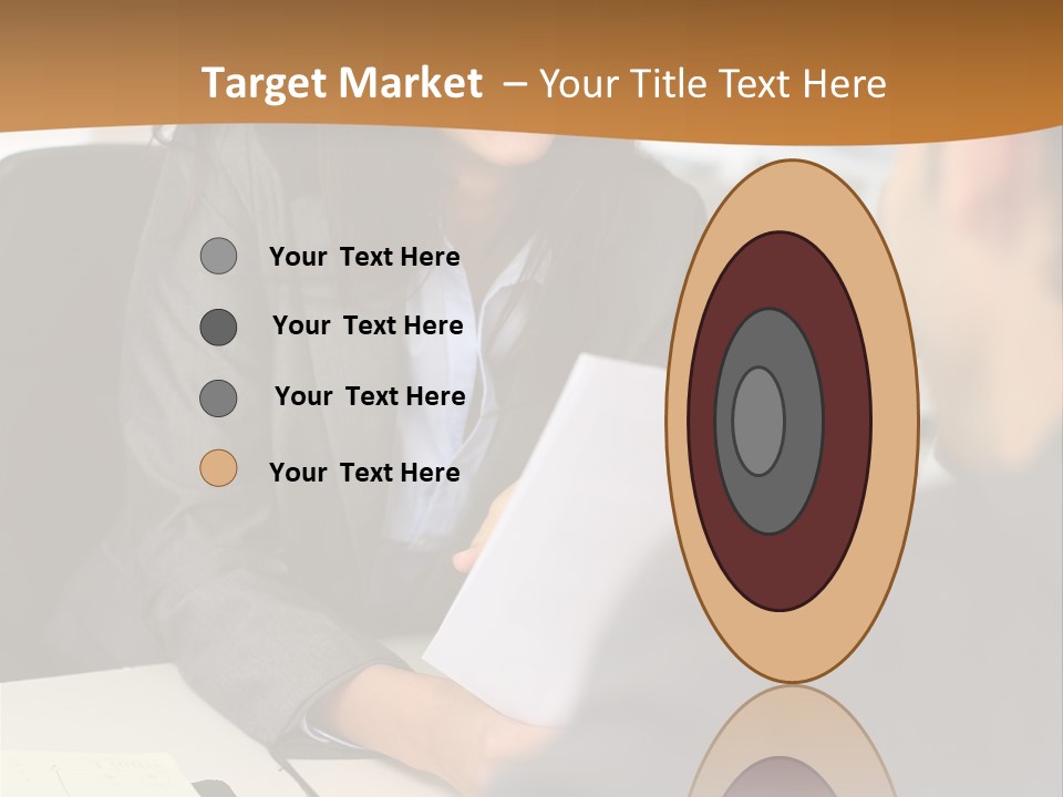 A Woman Sitting At A Desk In Front Of A Man PowerPoint Template