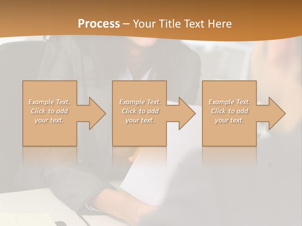 A Woman Sitting At A Desk In Front Of A Man PowerPoint Template