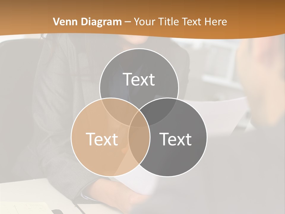 A Woman Sitting At A Desk In Front Of A Man PowerPoint Template