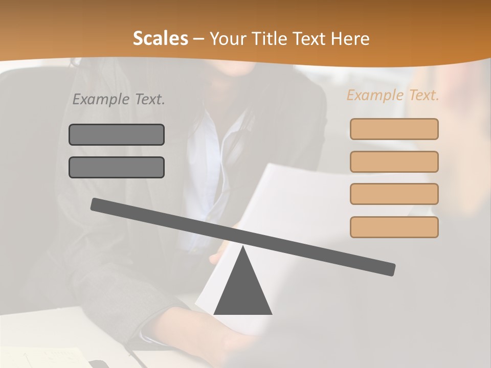 A Woman Sitting At A Desk In Front Of A Man PowerPoint Template