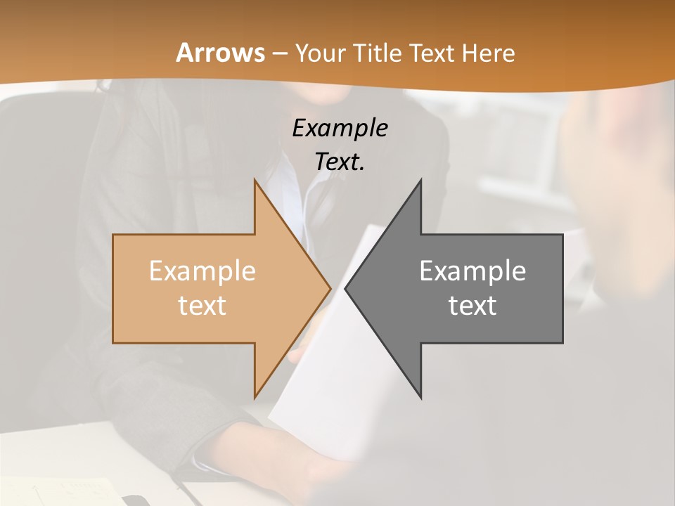 A Woman Sitting At A Desk In Front Of A Man PowerPoint Template