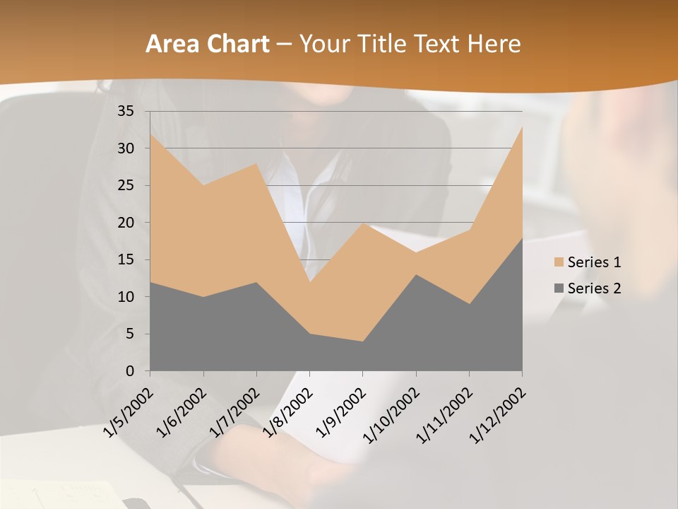 A Woman Sitting At A Desk In Front Of A Man PowerPoint Template