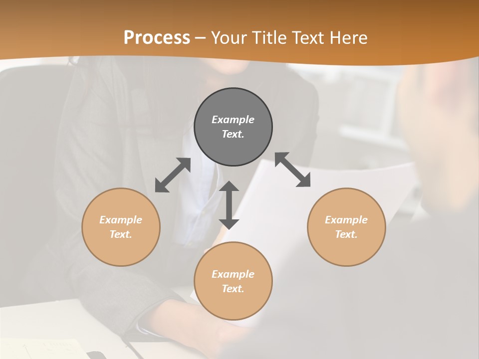 A Woman Sitting At A Desk In Front Of A Man PowerPoint Template