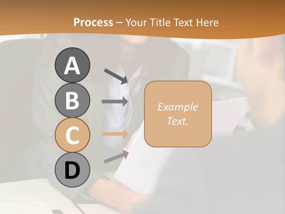 A Woman Sitting At A Desk In Front Of A Man PowerPoint Template