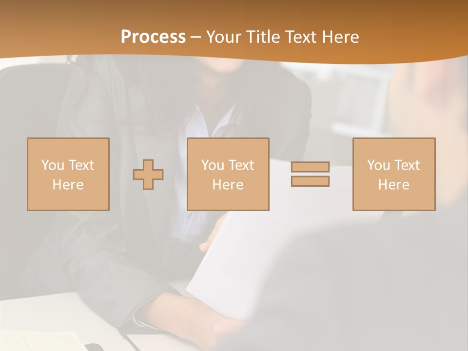 A Woman Sitting At A Desk In Front Of A Man PowerPoint Template