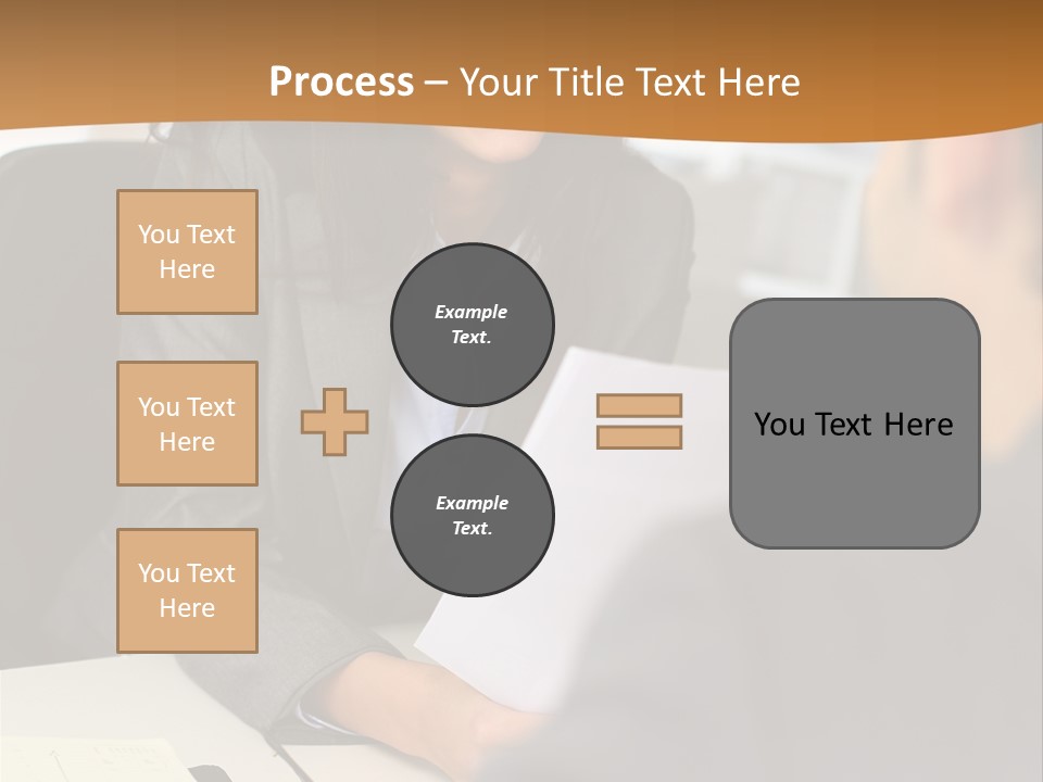A Woman Sitting At A Desk In Front Of A Man PowerPoint Template