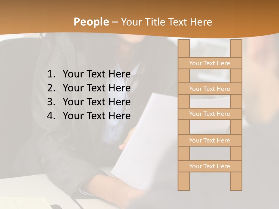A Woman Sitting At A Desk In Front Of A Man PowerPoint Template