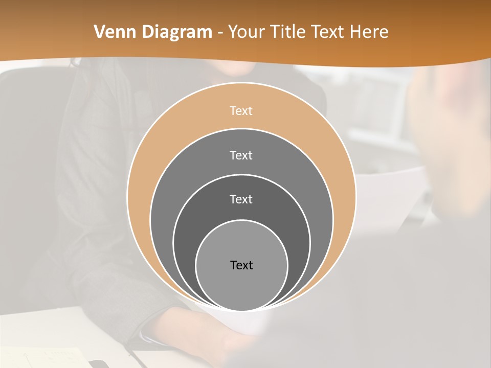 A Woman Sitting At A Desk In Front Of A Man PowerPoint Template