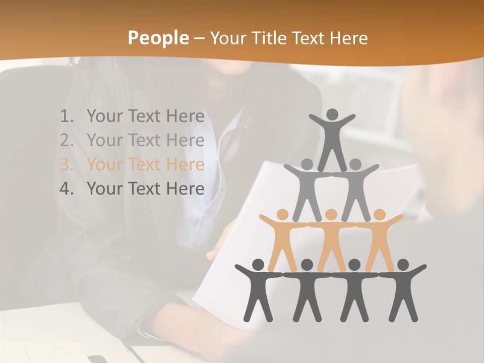 A Woman Sitting At A Desk In Front Of A Man PowerPoint Template