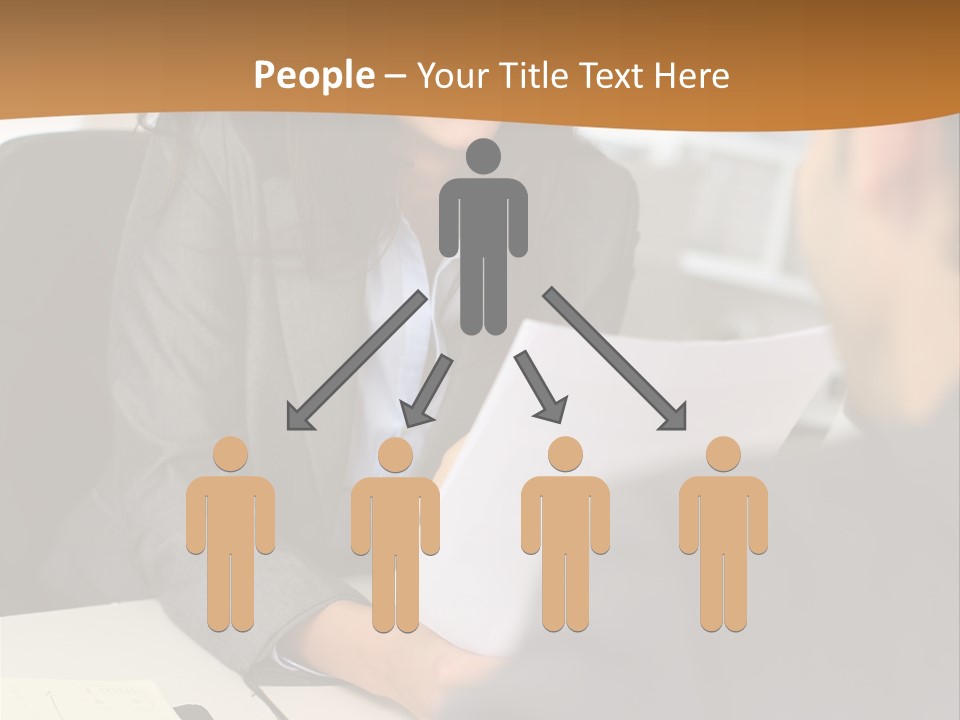 A Woman Sitting At A Desk In Front Of A Man PowerPoint Template