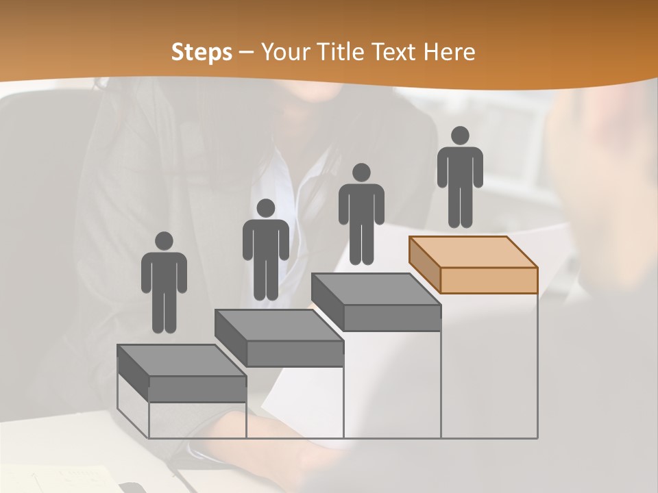 A Woman Sitting At A Desk In Front Of A Man PowerPoint Template