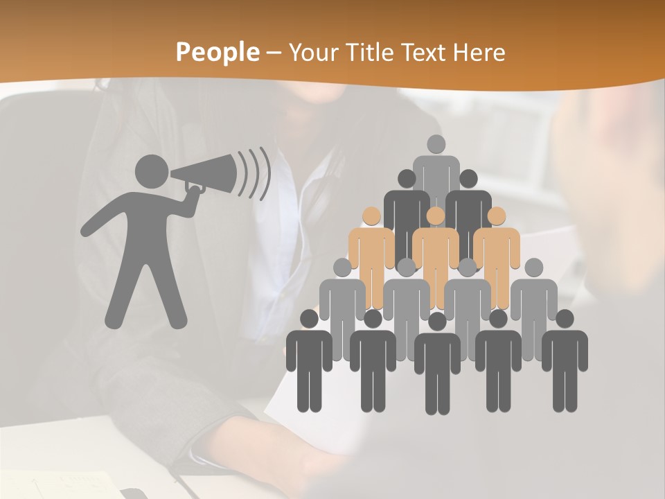 A Woman Sitting At A Desk In Front Of A Man PowerPoint Template