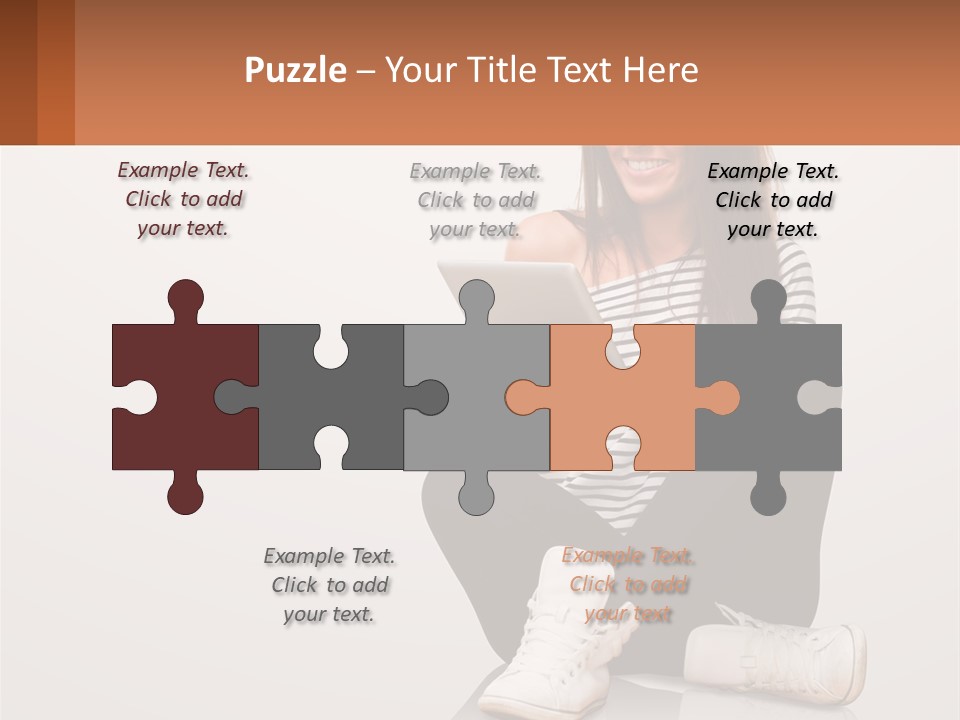 A Woman Sitting On The Floor Using A Tablet PowerPoint Template