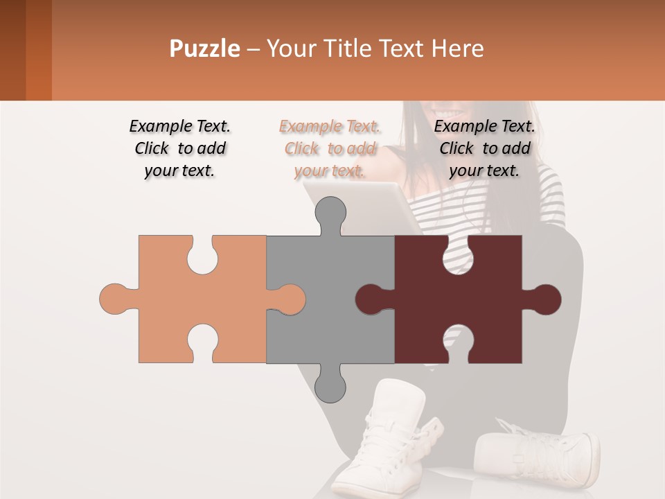 A Woman Sitting On The Floor Using A Tablet PowerPoint Template