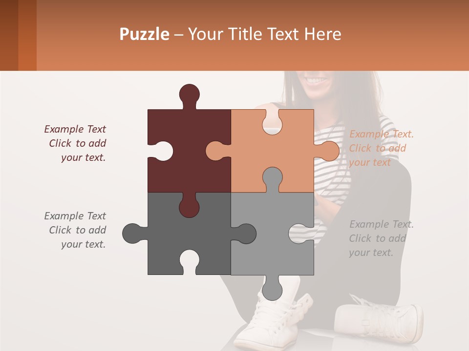 A Woman Sitting On The Floor Using A Tablet PowerPoint Template