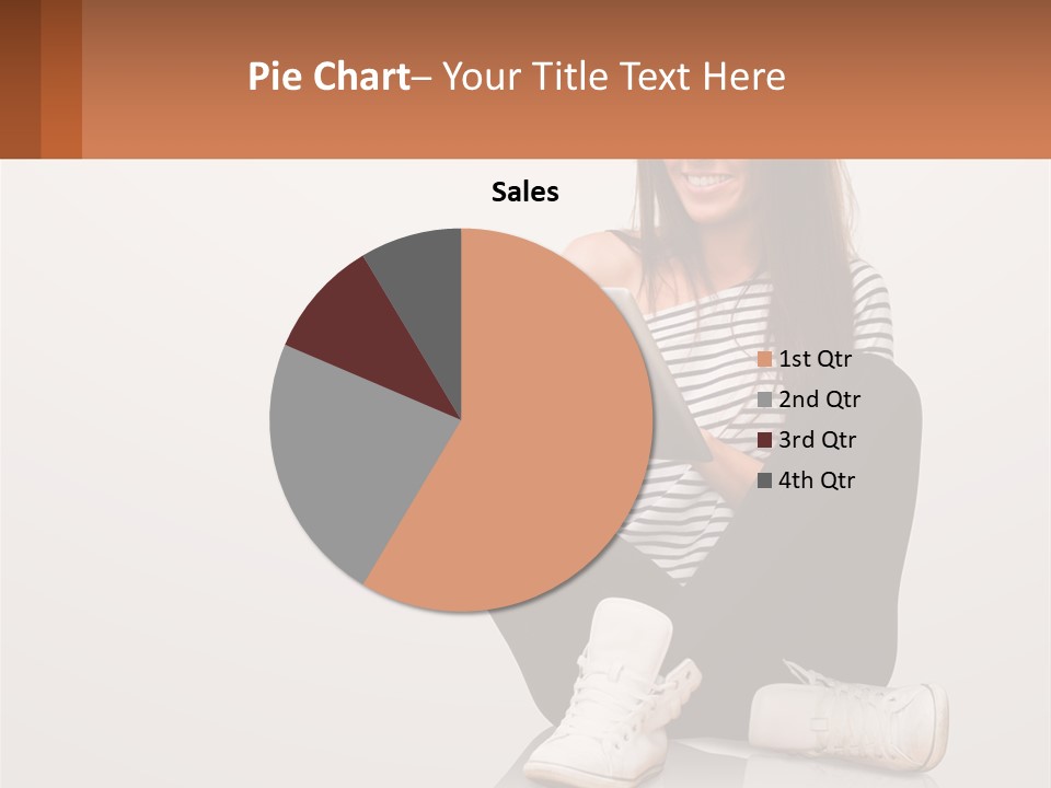 A Woman Sitting On The Floor Using A Tablet PowerPoint Template