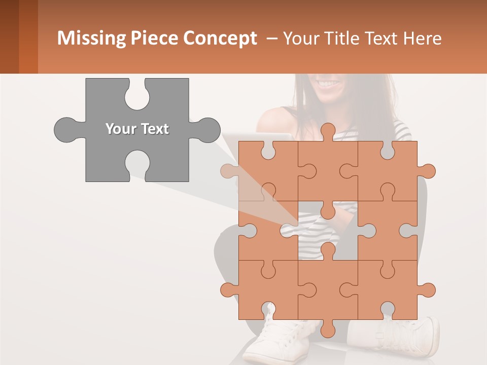 A Woman Sitting On The Floor Using A Tablet PowerPoint Template