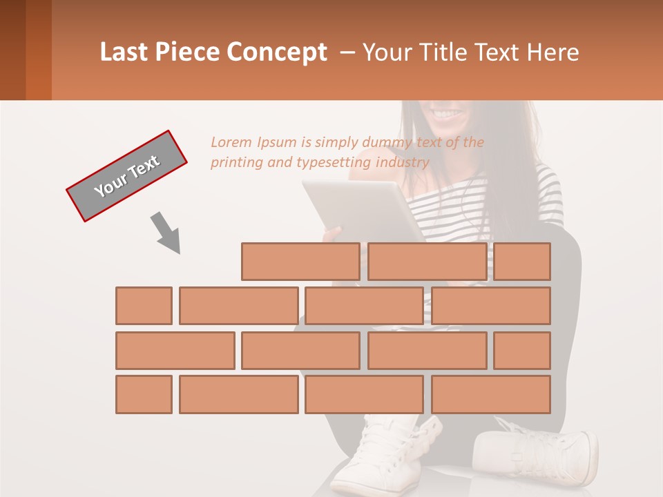 A Woman Sitting On The Floor Using A Tablet PowerPoint Template