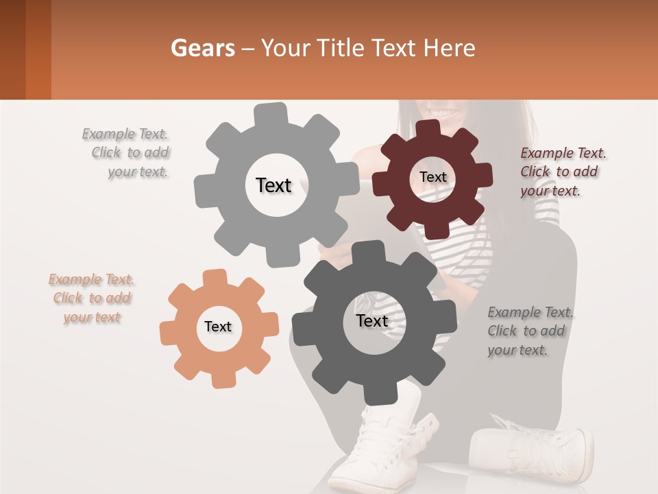 A Woman Sitting On The Floor Using A Tablet PowerPoint Template