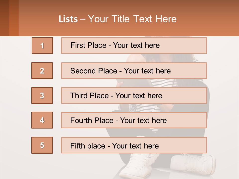 A Woman Sitting On The Floor Using A Tablet PowerPoint Template
