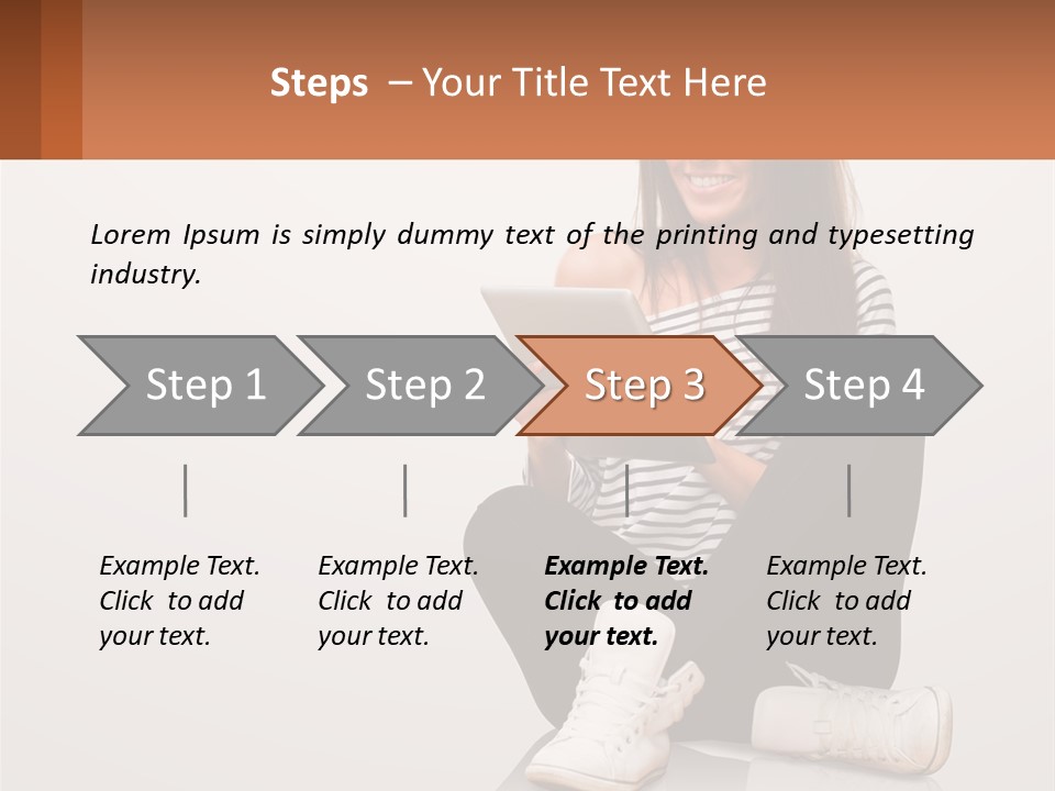 A Woman Sitting On The Floor Using A Tablet PowerPoint Template