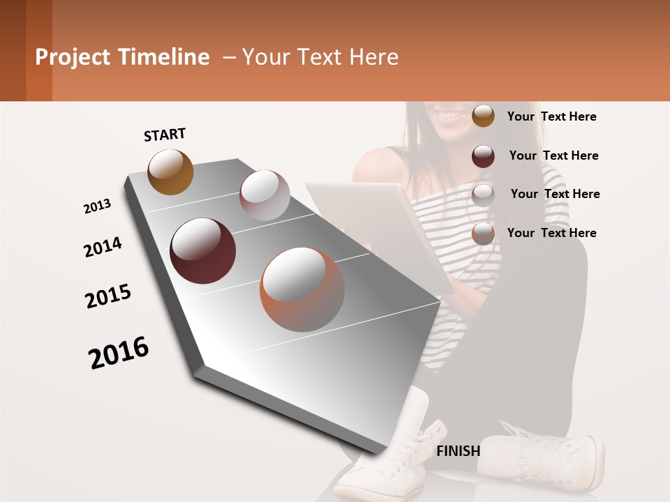A Woman Sitting On The Floor Using A Tablet PowerPoint Template