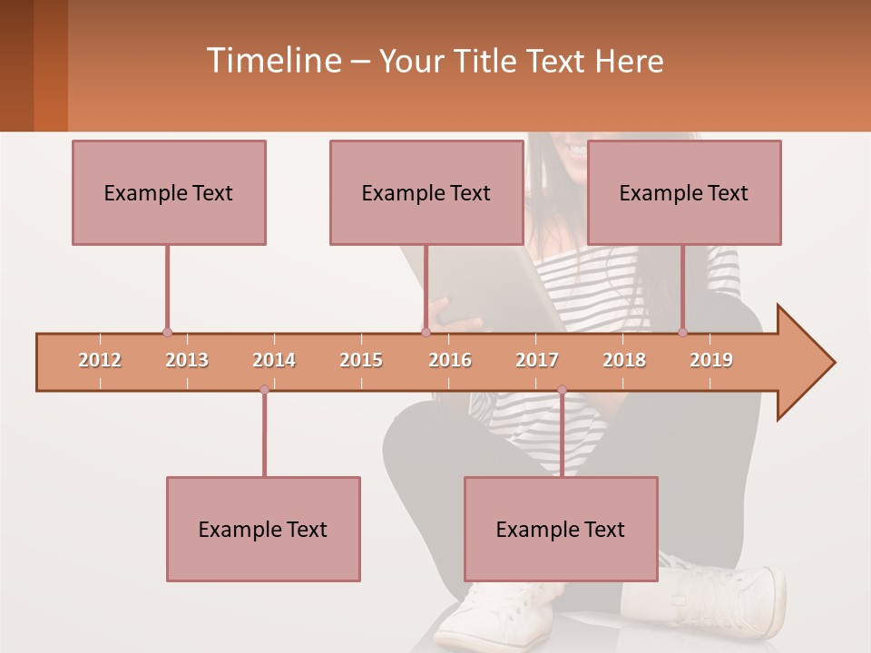 A Woman Sitting On The Floor Using A Tablet PowerPoint Template