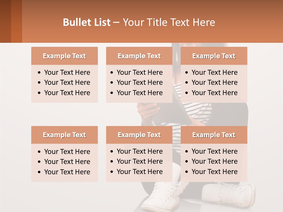 A Woman Sitting On The Floor Using A Tablet PowerPoint Template