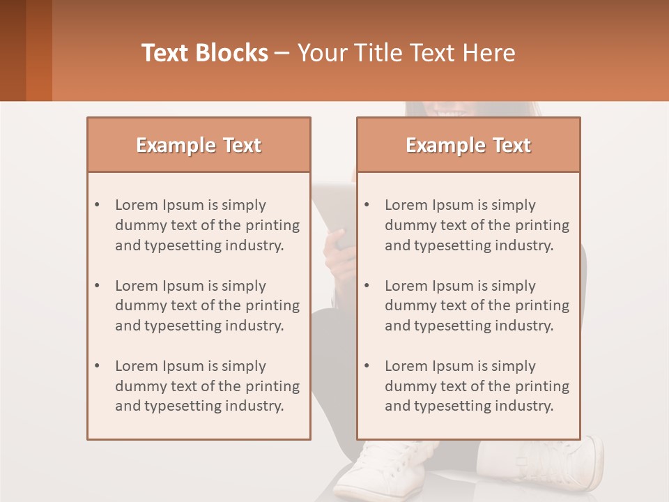 A Woman Sitting On The Floor Using A Tablet PowerPoint Template