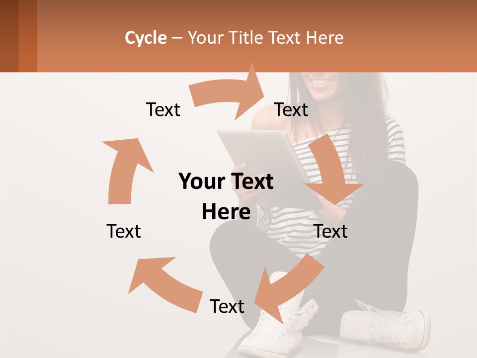 A Woman Sitting On The Floor Using A Tablet PowerPoint Template