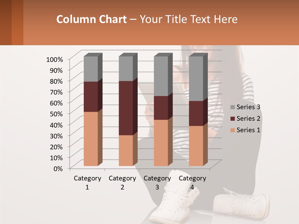 A Woman Sitting On The Floor Using A Tablet PowerPoint Template