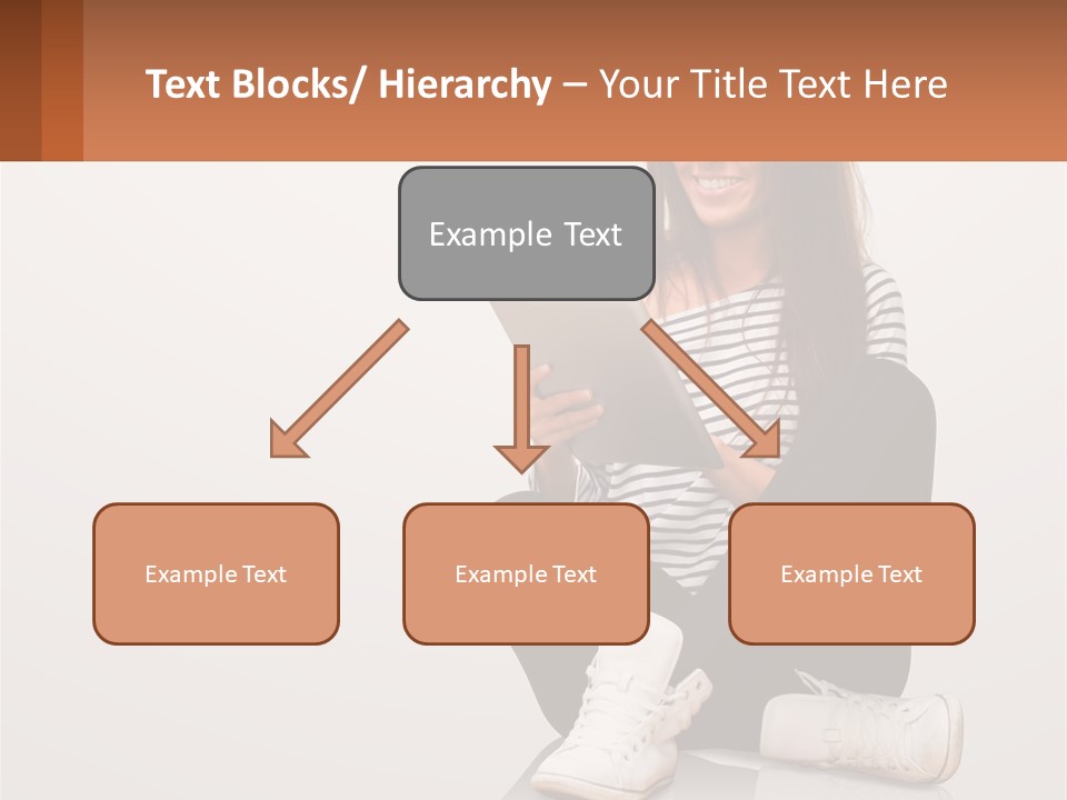 A Woman Sitting On The Floor Using A Tablet PowerPoint Template