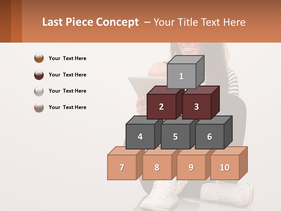 A Woman Sitting On The Floor Using A Tablet PowerPoint Template