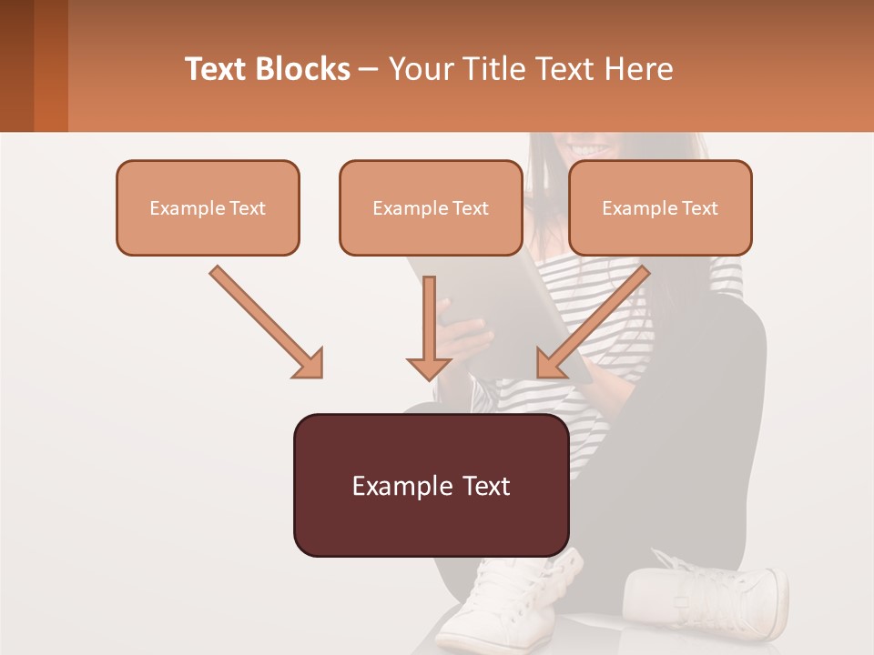 A Woman Sitting On The Floor Using A Tablet PowerPoint Template