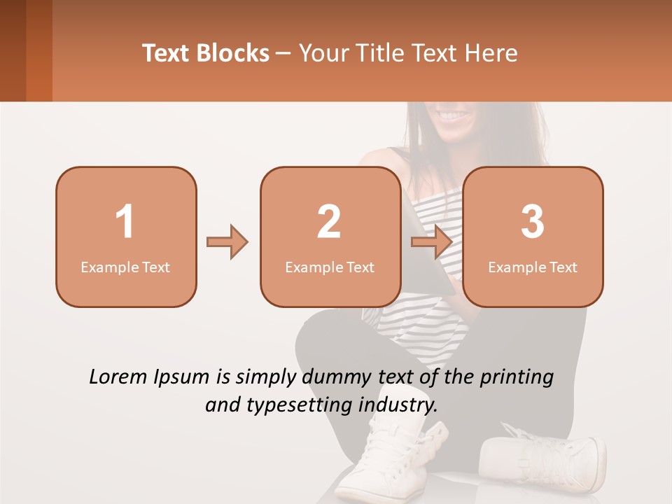 A Woman Sitting On The Floor Using A Tablet PowerPoint Template