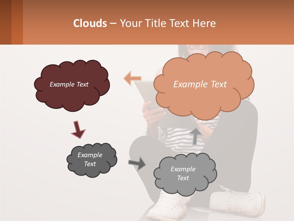 A Woman Sitting On The Floor Using A Tablet PowerPoint Template