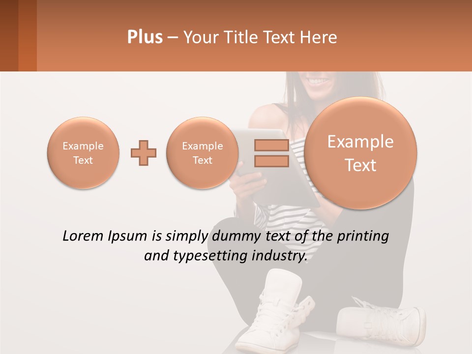 A Woman Sitting On The Floor Using A Tablet PowerPoint Template
